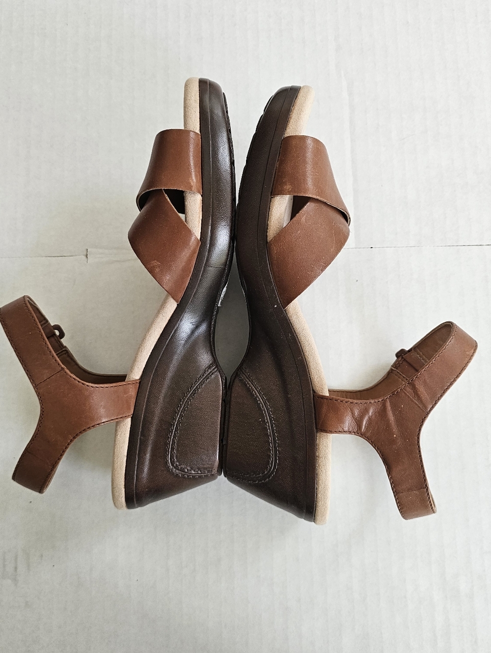 Collection By Clarks Lynette Wedge Sandals Size 9 Mahogany Brown Ankle Strap - Picture 4 of 12